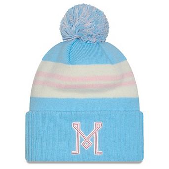 Men's New Era Light Blue Inter Miami CF 2025 Jersey Hook Cuffed Knit Hat With Pom
