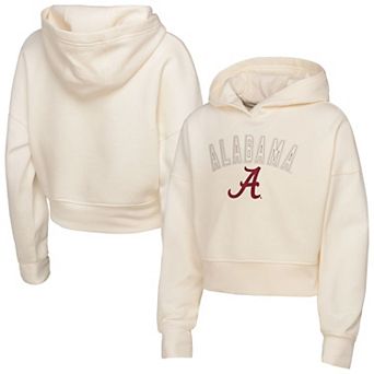 Girl's Youth Outerstuff Cream Alabama Crimson Tide Oversized Blitz Cropped Pullover Hoodie