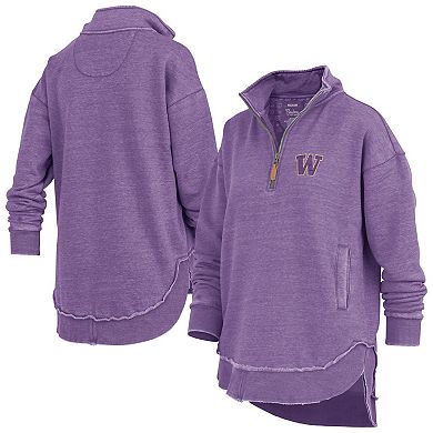 Women's Pressbox Purple Washington Huskies Northfork Sojourn Poncho Quarter-Zip Sweatshirt