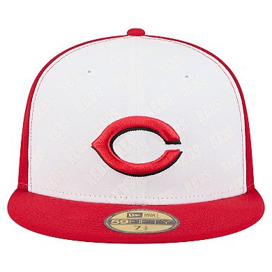 Men's New Era White/Red Cincinnati Reds Repeat 59FIFTY Fitted Hat