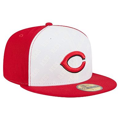Men's New Era White/Red Cincinnati Reds Repeat 59FIFTY Fitted Hat