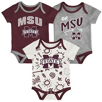 Newborn & Infant Outerstuff Mississippi State Bulldogs Three-Pack All Day Play Bodysuit Set