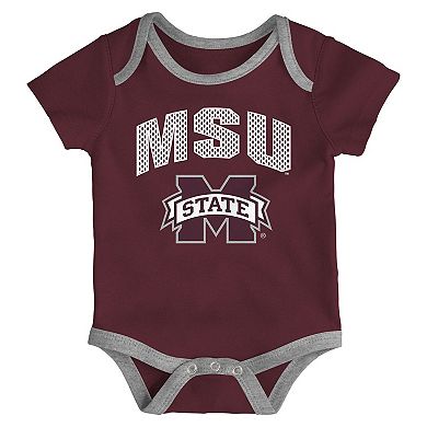Newborn & Infant Outerstuff Mississippi State Bulldogs Three-Pack All Day Play Bodysuit Set