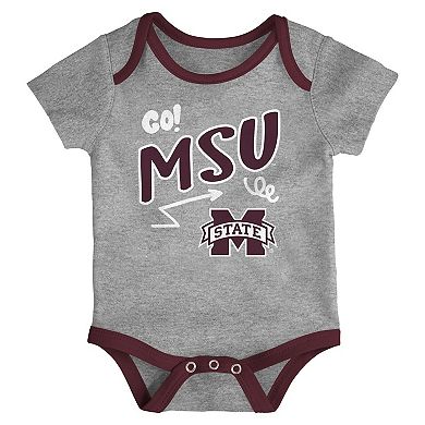 Newborn & Infant Outerstuff Mississippi State Bulldogs Three-Pack All Day Play Bodysuit Set