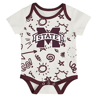 Newborn & Infant Outerstuff Mississippi State Bulldogs Three-Pack All Day Play Bodysuit Set