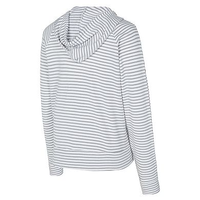 Women's Concepts Sport White/Gray Indianapolis Colts Liftoff Striped V-Neck Hoodie