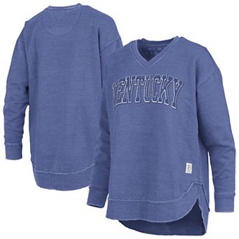 Women's Pressbox Royal Kentucky Wildcats Westin Poncho V-Neck Pullover Sweatshirt