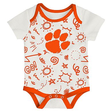 Newborn & Infant Outerstuff Clemson Tigers Three-Pack All Day Play Bodysuit Set