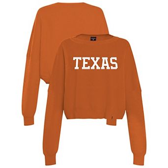 Women's Hype and Vice Burnt Orange Texas Longhorns Oversized Cropped Ivy Knit Pullover Sweater