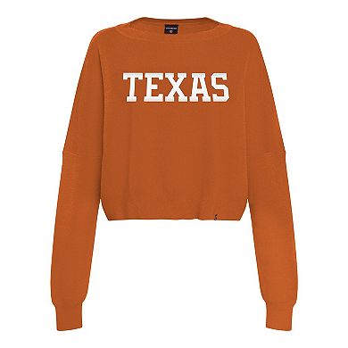 Women's Hype and Vice Burnt Orange Texas Longhorns Oversized Cropped Ivy Knit Pullover Sweater