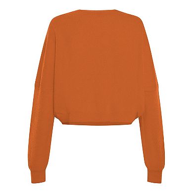 Women's Hype and Vice Burnt Orange Texas Longhorns Oversized Cropped Ivy Knit Pullover Sweater