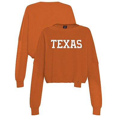 Women's Hype and Vice Burnt Orange Texas Longhorns Oversized Cropped Ivy Knit Pullover Sweater