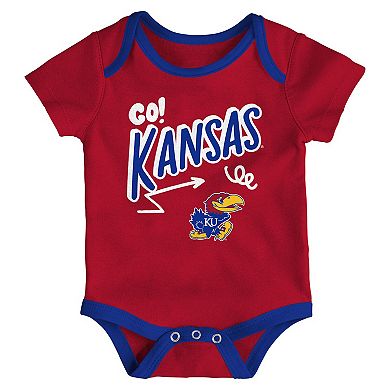 Newborn & Infant Outerstuff Kansas Jayhawks Three-Pack All Day Play Bodysuit Set