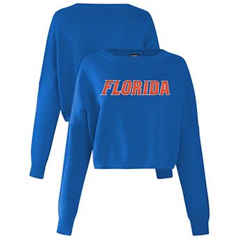 Women's Hype and Vice Royal Florida Gators Oversized Cropped Ivy Knit Pullover Sweater
