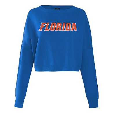 Women's Hype and Vice Royal Florida Gators Oversized Cropped Ivy Knit Pullover Sweater