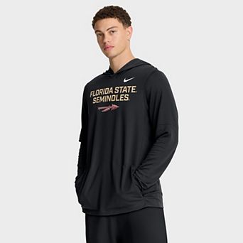 Men's Nike Black Florida State Seminoles 2025 Sideline Performance Long Sleeve Hoodie T-Shirt
