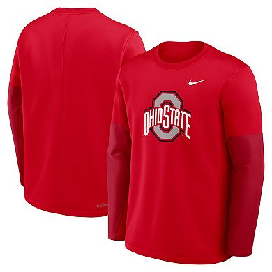Men's Nike Scarlet Ohio State Buckeyes 2025 Sideline Coach Performance Long Sleeve T-Shirt