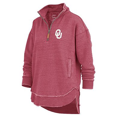 Women's Pressbox Crimson Oklahoma Sooners Northfork Sojourn Poncho Quarter-Zip Sweatshirt
