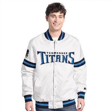 Men's Starter White Tennessee Titans Scout Full-Snap Varsity Jacket