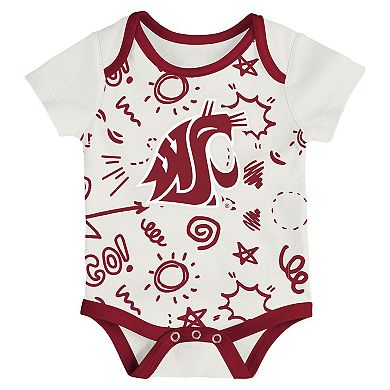 Newborn & Infant Outerstuff Washington State Cougars All Day Play Three-Piece Bodysuit Set