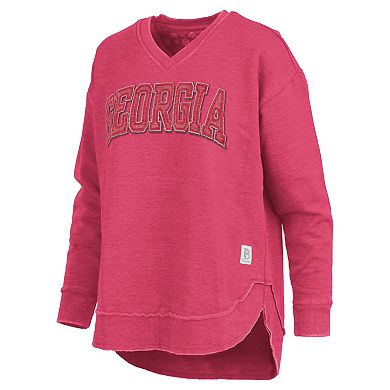 Women's Pressbox Red Georgia Bulldogs Westin Poncho V-Neck Pullover Sweatshirt
