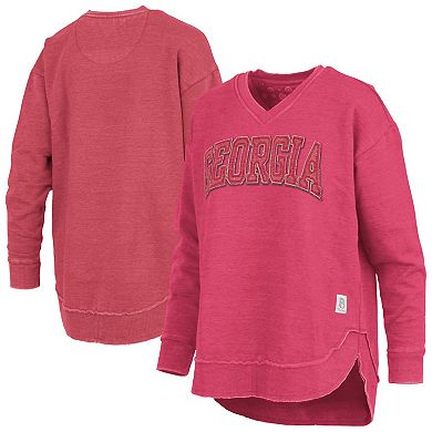 Women's Pressbox Red Georgia Bulldogs Westin Poncho V-Neck Pullover Sweatshirt