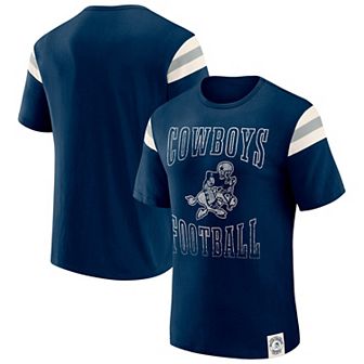 Men's Darius Rucker Collection by Fanatics Navy Dallas Cowboys Distressed Throwback Shoulder Stripe T-Shirt