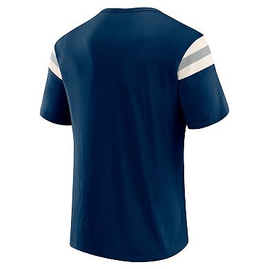 Men's Darius Rucker Collection by Fanatics Navy Dallas Cowboys Distressed Throwback Shoulder Stripe T-Shirt