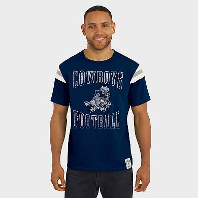 Men's Darius Rucker Collection by Fanatics Navy Dallas Cowboys Distressed Throwback Shoulder Stripe T-Shirt