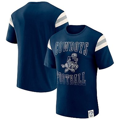 Men's Darius Rucker Collection by Fanatics Navy Dallas Cowboys Distressed Throwback Shoulder Stripe T-Shirt