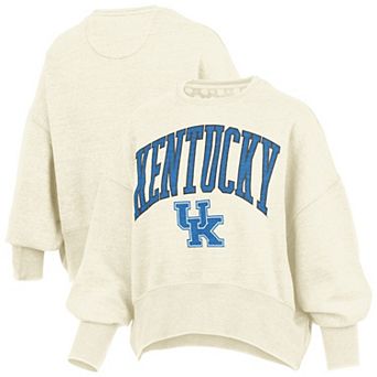 Women's Pressbox Natural Kentucky Wildcats Oversized Waist-Length Crewneck Sweatshirt