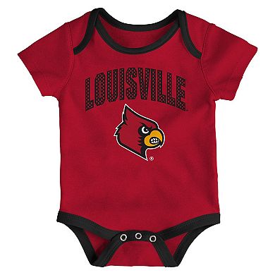 Newborn & Infant Outerstuff Louisville Cardinals Three-Pack All Day Play Bodysuit Set
