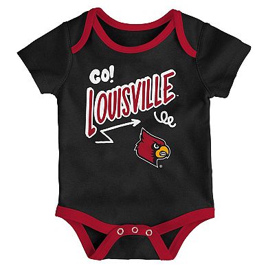 Newborn & Infant Outerstuff Louisville Cardinals Three-Pack All Day Play Bodysuit Set