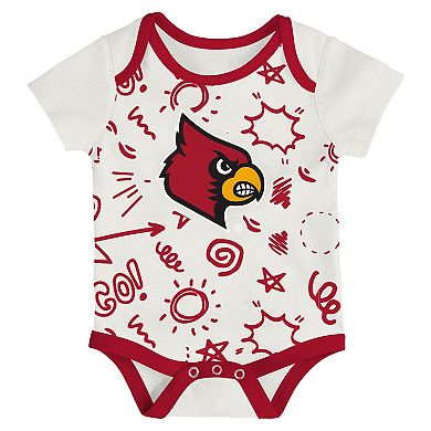 Newborn & Infant Outerstuff Louisville Cardinals Three-Pack All Day Play Bodysuit Set