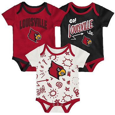 Newborn & Infant Outerstuff Louisville Cardinals Three-Pack All Day Play Bodysuit Set