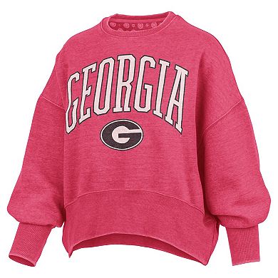 Women's Pressbox Red Georgia Bulldogs Oversized Waist-Length Crewneck Sweatshirt