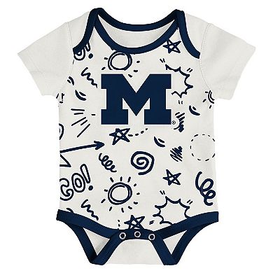 Newborn & Infant Outerstuff Michigan Wolverines Three-Pack All Day Play Bodysuit Set