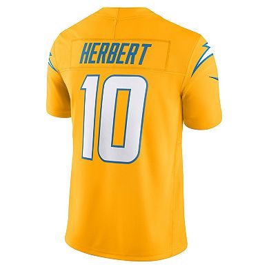 Men's Nike Justin Herbert Gold Los Angeles Chargers Alternate Charger Power Vapor F.U.S.E. Limited Jersey