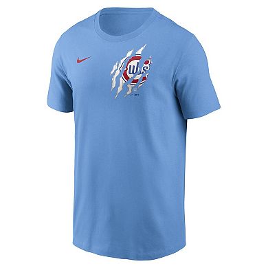 Men's Nike Light Blue Chicago Cubs Alt Pinstripe T-Shirt