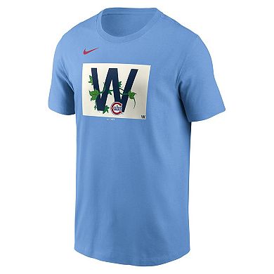Men's Nike Light Blue Chicago Cubs Alt Ivy W Flag T-Shirt