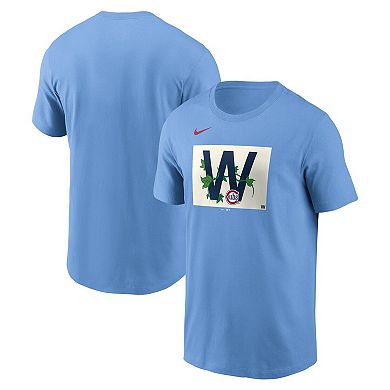 Men's Nike Light Blue Chicago Cubs Alt Ivy W Flag T-Shirt