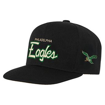 Youth Mitchell & Ness Black Philadelphia Eagles Cream Team Script Snapback Hat