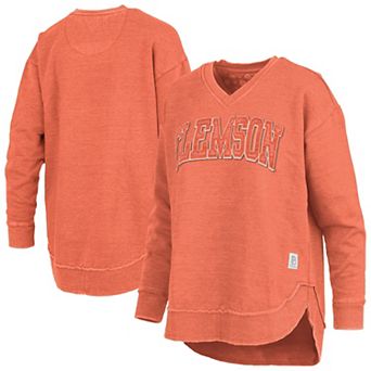 Women's Pressbox Orange Clemson Tigers Westin Poncho V-Neck Pullover Sweatshirt