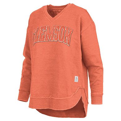 Women's Pressbox Orange Clemson Tigers Westin Poncho V-Neck Pullover Sweatshirt