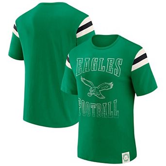 Men's Darius Rucker Collection by Fanatics Kelly Green Philadelphia Eagles Distressed Throwback Shoulder Stripe T-Shirt