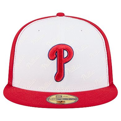 Men's New Era White/Red Philadelphia Phillies Repeat 59FIFTY Fitted Hat