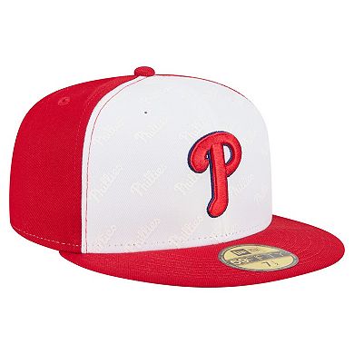 Men's New Era White/Red Philadelphia Phillies Repeat 59FIFTY Fitted Hat