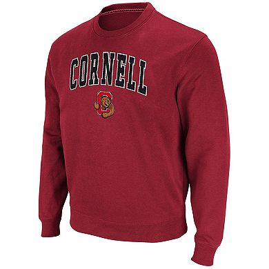 Men's Colosseum Red Cornell Big Red Arch & Logo Tackle Twill Pullover Sweatshirt