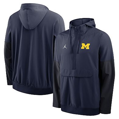 Men's Nike Navy Michigan Wolverines Anorak Half-Zip Hoodie Jacket