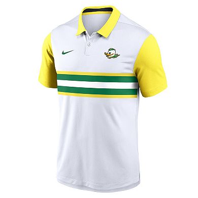 Men's Nike White/Yellow Oregon Ducks Athletic Prep Alt Logo Vapor Performance Polo